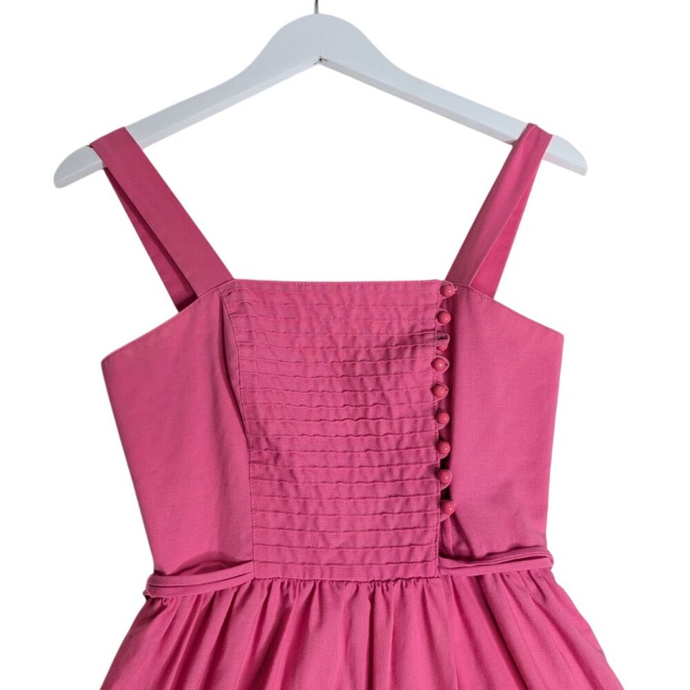 Vintage 1970's Lanz Pink Sleeveless Midi Dress W Button Pleated Bodice - Picture 2 of 10